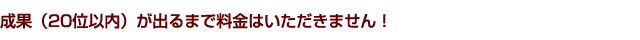 成果（20位以内）が出るまで料金はいただきません！